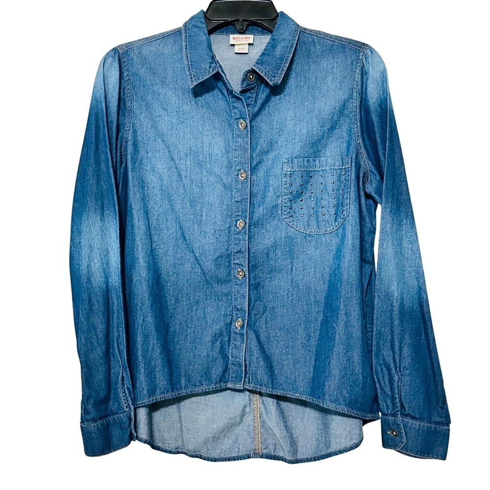 Mossimo Supply Co Chambray Denim Button Down Shirt w/ Studded Pocket | Size M